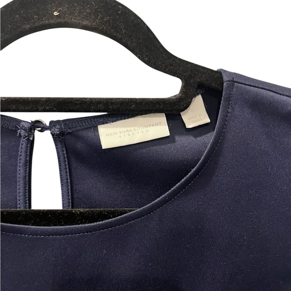 New York & Company Navy Blue Sheath Midi Dress Size Medium Women’s Sleeveless - Picture 2 of 6